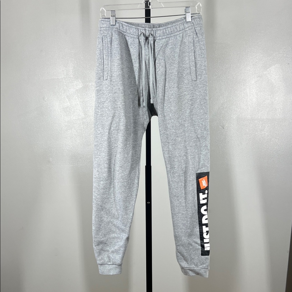 Nike Light Gray Joggers with Logo Accent